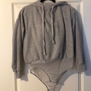 Hooded bodysuit sweatshirt